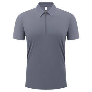 Polo Shirt Solid Color Polyester Fiber Short Sleeve Workwear Daily Wear Summer Cicada Gray - Product Image 1