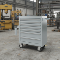 Chariot d'atelier à roulettes robuste à 7 tiroirs avec poignée latérale, verrouillable, revêtement thermolaqué OEM pour garage et atelier