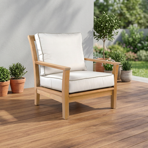 Chaise longue d'extérieur moderne en teck, imperméable, écologique et durable avec coussins - Idéale pour jardin et balcon, prête à l'emploi - Product Image 3
