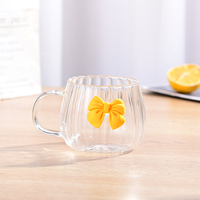Tasse à café/eau en verre transparent, résistante à la chaleur, en forme de citrouille, avec nœud décoratif, pour la maison