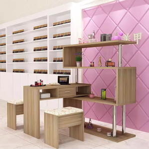 Mesa de Manicura Económica con Superficie de Madera y Patas Doradas - Product Image 6