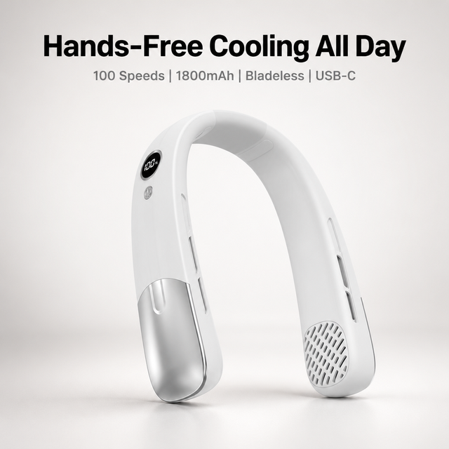 2025 New Arrivals Wearable Neck Fan for Outdoor 100-Speed Levels Bladeless Sports Fan Rechargeable Usb Portable Cooling Neck Fan