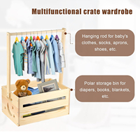 Organisateur de vêtements pour bébé en bois personnalisé, coffre de rangement pour armoire avec porte-cintres, organisateur multifonctionnel pour la décoration de la maison