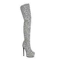 Chaussures de pole dance sexy pour femmes en vente en gros, chaussures à plateforme pour boîte de nuit, talons hauts extrêmes de 16 cm, bottes cuissardes à pois