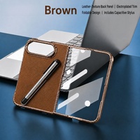 Étui de téléphone de luxe en PU mat avec bords électroplaqués, cadre avant avec emplacement pour stylo, support, protection d'écran, coque antichoc en PC pour 18 Duo