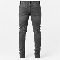 Jeans slim en denim délavé anthracite personnalisés pour hommes avec motif botanique ton sur ton pour les marques de streetwear