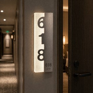 <span class=keywords><strong>Plaque</strong></span> de porte d'hôtel personnalisée EZD en acier inoxydable et acrylique avec numéro LED, signalétique directionnelle avec Braille, <span class=keywords><strong>plaque</strong></span> de chambre d'appartement - Product Image 4