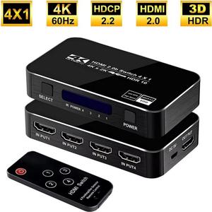 Hardrock Factory HD - Conector Metálico de 4 Puertos para Switcher 4 en 1 Salida HDR10 HDCP2.2 4K60HZ, Fabricado en Henan, Molde Privado para Cine en Casa y Juegos - Product Image 2