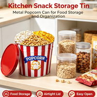 Boîte en métal ronde vide personnalisée avec logo imprimé, qualité alimentaire, pour biscuits de Noël, pop-corn, seau en métal