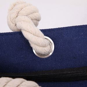 Sac à bandoulière en toile de coton personnalisé avec impression de fil, pour la plage, le shopping, l'été, avec fermeture éclair, pour femme, vente en gros - Product Image 5