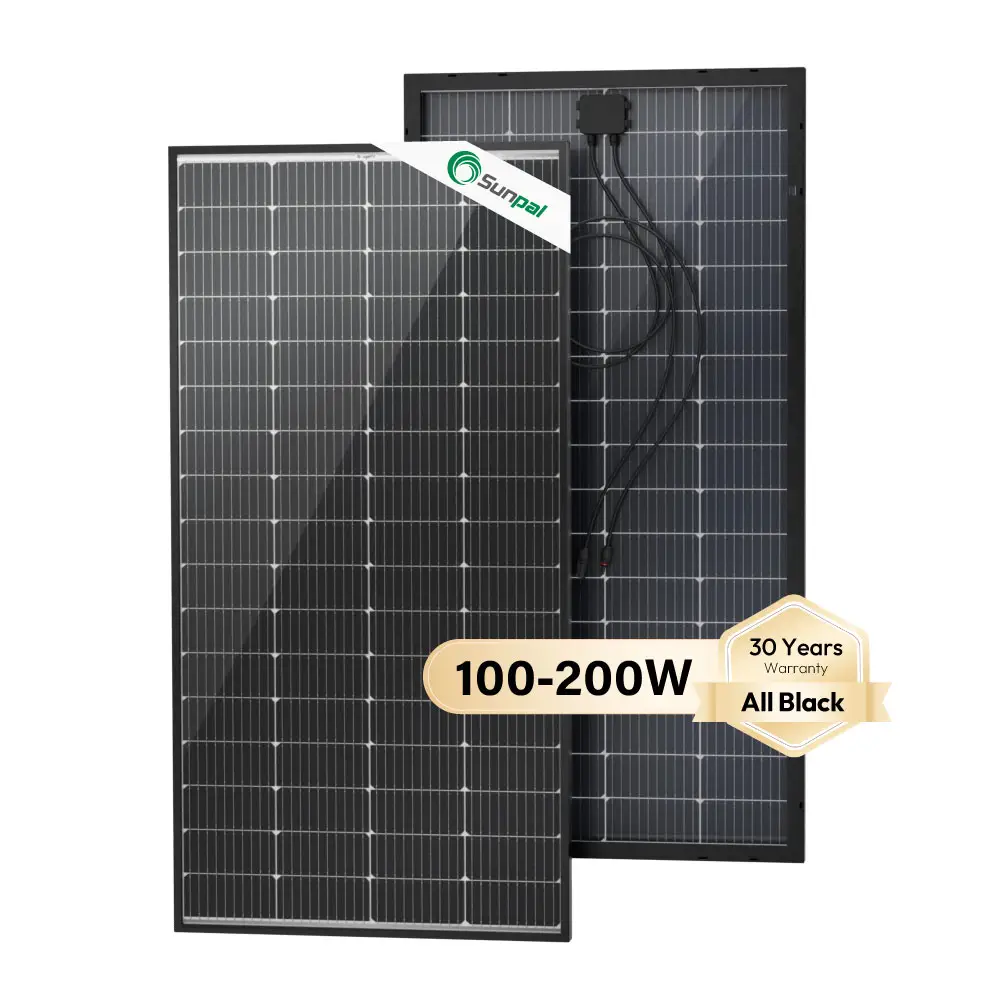 Sunpal Outdoor Solar Panels Power 100w 120W 150W 180W 200W Full Black Solar Panels