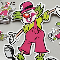 Autocollants en vinyle découpés sur mesure, motif clown de la Fête du Poisson d'avril, pour trousses, cahiers et tableaux noirs, autocollants imperméables
