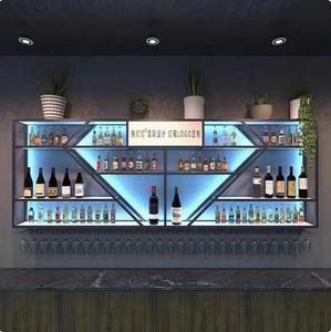 Porte-verres et vin en métal Porte-verres vintage Support mural en métal Présentoir à vin lumineux au plafond avec led - Product Image 6