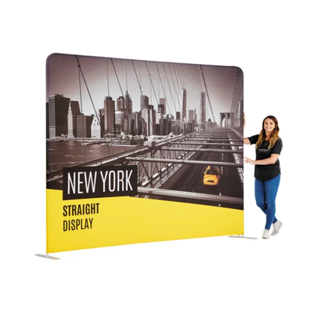 Custom Printing Straight Shape Fabric Booth Backdrop Media Wall Tension Fabric Stand