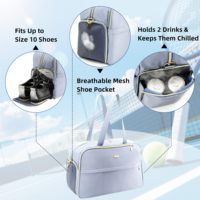 Sac de sport multi-sports pour tennis, pickleball, badminton, avec compartiment à chaussures, grande capacité, poche pour ordinateur portable, amovible