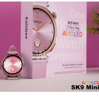 Reloj inteligente de lujo color oro SK9 mini para mujer, 3 correas, reloj pequeño de 1.19 pulgadas para dama, resistente al agua, con recordatorio del ciclo menstrual.