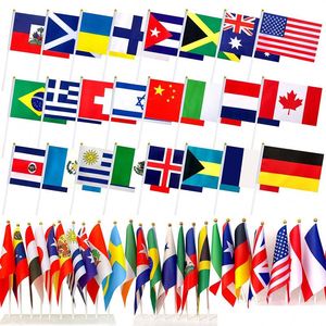 2026 EE. UU.-Canadá-México para los 48 mejores aficionados nacionales 8 Banderas para Agitar con la Mano, 21*14cm, Asta de Plástico, Poliéster, Hechas en China - Product Image 1
