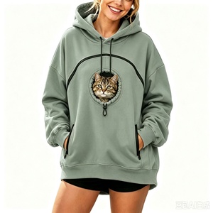 USMILEPET <span class=keywords><strong>Felpa</strong></span> con Cappuccio Porta Animali Domestici, Borsa <span class=keywords><strong>per</strong></span> Gatti con Tasca a Canguro Oversize, Foderata in Pile, Manica Lunga con Cerniera <span class=keywords><strong>per</strong></span> Gattini, Cuccioli e Cani - Product Image 4