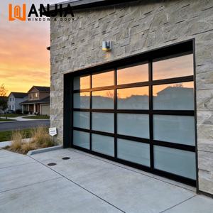 Portes de <span class=keywords><strong>garage</strong></span> en aluminium à vue complète avec panneaux de verre postmodernes, anti-effraction, verre givré, porte de <span class=keywords><strong>garage</strong></span> automatique - Product Image 3