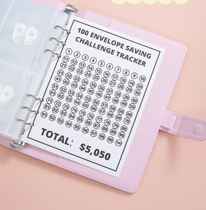 Hot Bán A5 PU Da Macaron Kế Hoạch Chất Kết Dính 6 Nhẫn Loose-Leaf Từ Tính Ràng Buộc 100 Phong Bì Tiết Kiệm Thách Thức Ngân Sách Máy Tính Xách Tay - Product Image 5