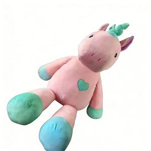 Pink Pastel <b>Unicorn</b> Plush Toy with Mint Accents - Soft Heart Embroidered Stuffed Animal, <b>Girls</b>’ Nursery & Bedtime Cuddle <b>Gift</b> - Product Image 3