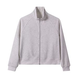 Senza logo/etichette, articoli in stock, OEM e ODM disponibili. Cardigan <span class=keywords><strong>Corto</strong></span> da <span class=keywords><strong>Donna</strong></span> con Zip, Giacca con Collo Alto Foderata in Pile 420g - Product Image 2