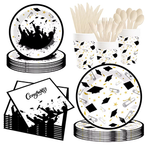Juego de vajilla desechable para fiesta temática de graduación 2026, plato y vaso de papel, mantel, Pancarta, accesorios para fiesta de graduación - Product Image 1