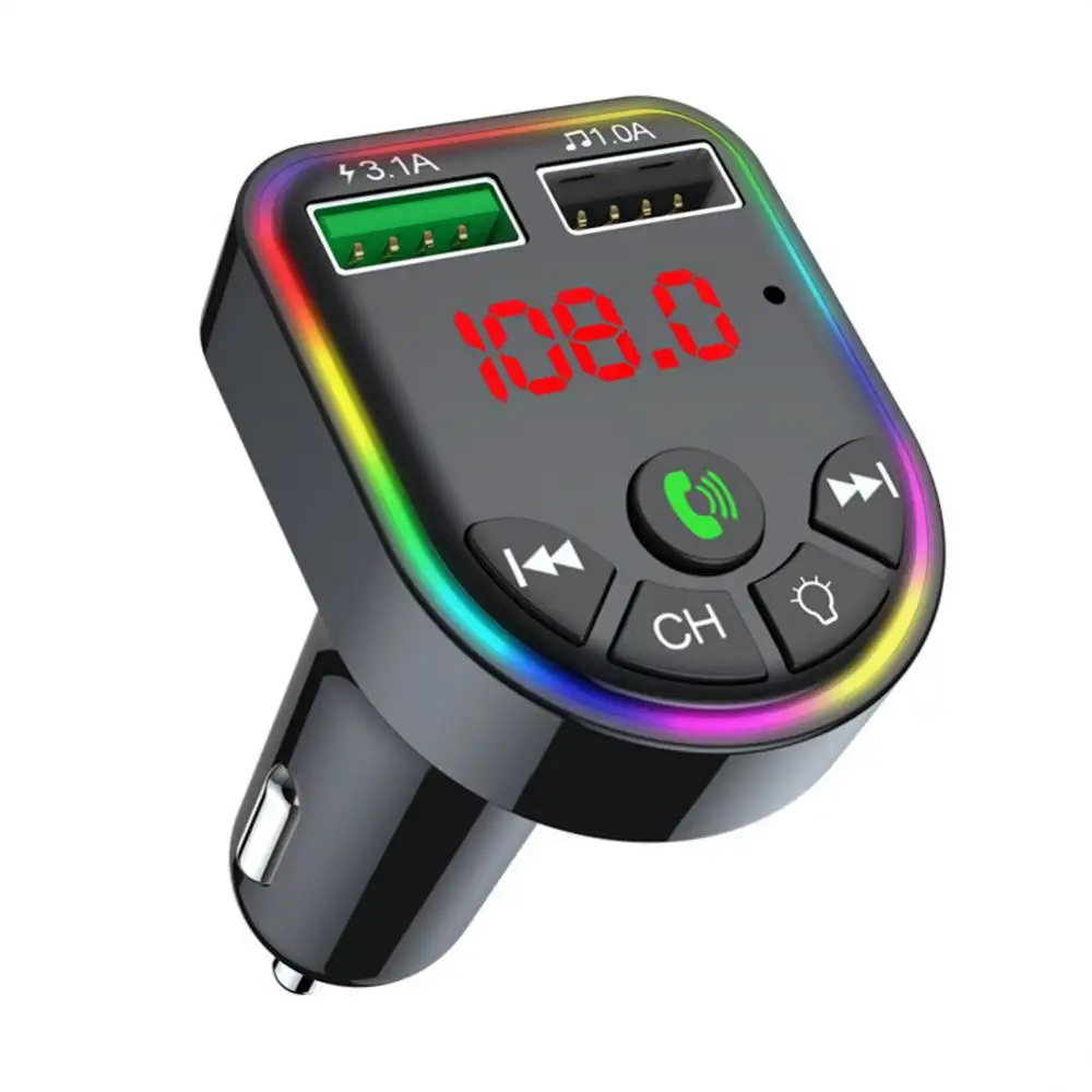 Novo Transmissor FM Isqueiro Com Luzes LED Carregador Do Telefone Adaptador de Receptor USB MP3 Player Carregador de carro sem fio portátil