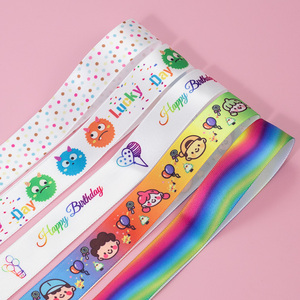Bán buôn tùy chỉnh 1 inch mô hình phim hoạt hình thăng hoa truyền nhiệt in ấn satin Grosgrain băng cho Đảng trang trí đám cưới - Product Image 2