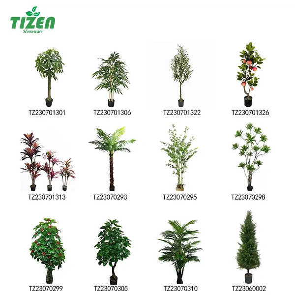Ventas directas de fábrica de Tizen, plantas verdes falsas personalizadas, árbol de simulación Artificial en maceta para decoración interior o exterior