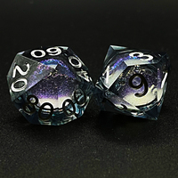 Nouveau Design de dés à noyau liquide D20 avec Center étincelant pour jeux de société dungers & Dragons 2022 plastique acrylique Transparent