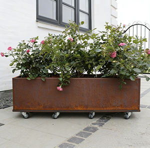 Grand bac <span class=keywords><strong>à</strong></span> plantes en métal d'extérieur, pot <span class=keywords><strong>à</strong></span> fleurs en acier corten, jardinière surélevée, résistant <span class=keywords><strong>à</strong></span> la rouille, bac <span class=keywords><strong>à</strong></span> plantes décoratif pour l'aménagement paysager - Product Image 6