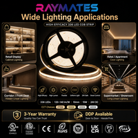 Bande lumineuse COB à haute efficacité 24V personnalisée en usine RAYMATES, 336 LED, CRI90, bande LED COB flexible pour l'éclairage commercial intérieur
