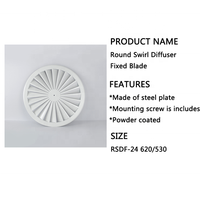 Système de climatisation moderne pour immeuble de bureaux, diffuseurs d'air circulaires à plafond rond avec 24 lames fixes, revêtement en poudre blanc