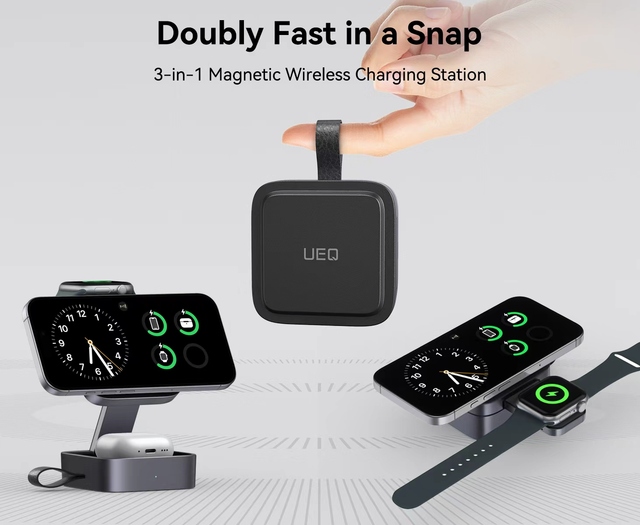 3 in 1 Wireless Charging Station for  Apple Devices ,Magnetic Foldable Travel Fast Charger Stand for Iphone 17/16/15/14/13/12