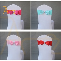 Vente en gros de housses de chaises de banquet personnalisées boucles d'arcs couverture nœud papillon de mariage ceintures de chaise extensibles en spandex