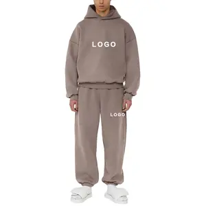 Custom Blank Heren Effen Hiphop Zwaargewicht Katoenen Hoodie Set 500gsm Kleding Sweatsuit Unisex Trainingspak Voor Heren