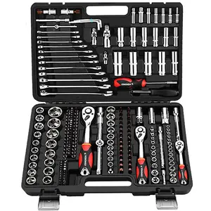 Heavy Duty 150pcs Kit Ferramenta de Mão 1/4 "1/2" Chave de Soquete Conjunto Chave de Caixa de Ferramenta de Reparo Automático