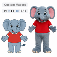 Costume de Mascotte Éléphant Personnalisé en Gros, Combinaison Complète en Peluche Ultra Douce, Personnage de Dessin Animé, Fursuit Animal OEM ODM pour Anniversaire