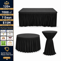 Housse de table ronde bleu marine sur mesure avec jupe froncée pour les projets de banquets et d'hôtellerie des complexes hôteliers