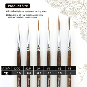 Panwenbo – Lot de 6 pinceaux de traçage et de délimitation <span class=keywords><strong>extra</strong></span> longs à pointe fine en nylon pour aquarelle et acrylique - Product Image 3