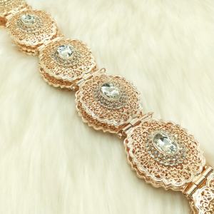 Robe de mariée ethnique en plaqué or <span class=keywords><strong>pour</strong></span> femme <span class=keywords><strong>caftan</strong></span> Abaya style marocain <span class=keywords><strong>caftan</strong></span> avec <span class=keywords><strong>ceinture</strong></span> en pierre verte rouge chaîne de taille en métal bijoux - Product Image 6