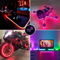 Bande LED COB ultra-étroite 27 mm, couleur magique, 5V, IP20, en silicone, à contrôle unique, effet cascade défilante, souple, pour décoration