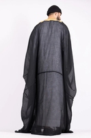 Shafiq Textile – Nouvelle Tunique Arabe (Jubba) en Polyester Filé Noir pour Hommes Musulmans, Style Qatari Khaleeji, Kurta Pajama, Thobe Islamique, Tissu Bisht, Cape Arabe