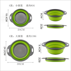 Ensemble d'égouttoirs de cuisine en silicone de qualité alimentaire, panier à fruits et légumes avec <span class=keywords><strong>passoire</strong></span> pliable et poignée - Product Image 5