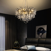 Luminaire français Lampe en cristal de luxe Goutte d'eau Branche d'arbre Salon Salle à manger Luxueuse Villa Lustre en cristal