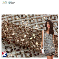 Nouveau tissu en maille à paillettes brodées tendance |   100% polyester 170GSM pour costumes de scène féminins, tenues de performance