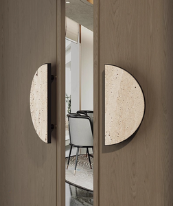 Poignée de <span class=keywords><strong>porte</strong></span> en marbre naturel demi-lune de style semi-luxe Offre Spéciale pour portes en bois et verre - Product Image 2