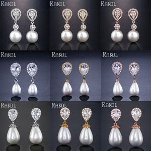 RAKOL EP2869 2024 Pendientes de Joyería de Boda para Mujer, Diseño de Moda de Lujo, Chapados en Oro, con Cristales de Circonia y Perlas - Product Image 3