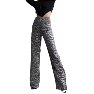 Jean droit en denim délavé effet vieilli, taille haute, pour femme, style mode - Product Image 3